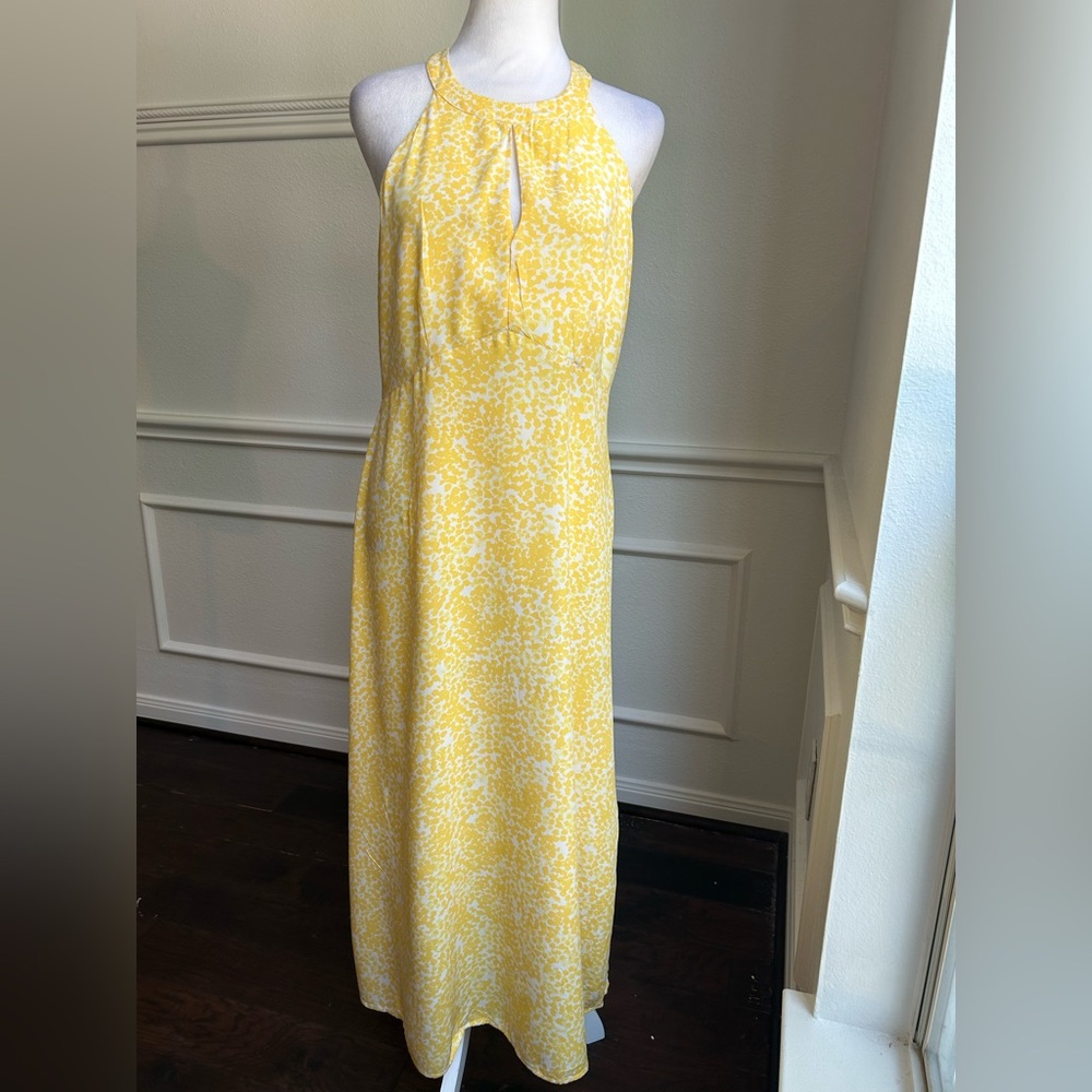 Ann Taylor Yellow Printed Halter-Style Maxi Dress